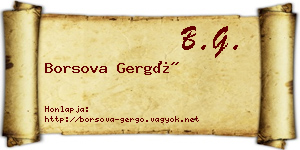 Borsova Gergő névjegykártya